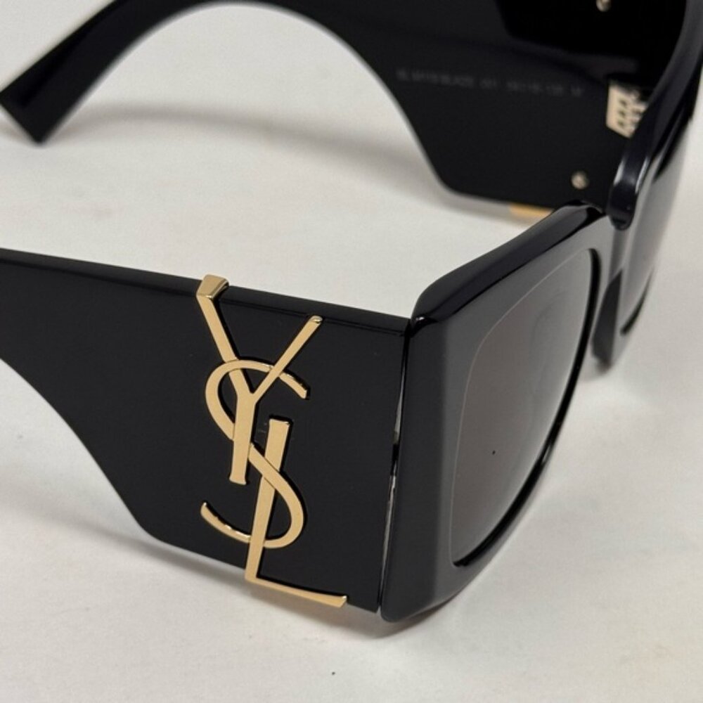 Saint Laurent Black Sunglasses with Gold YSL Logo - Picture 8 of 11